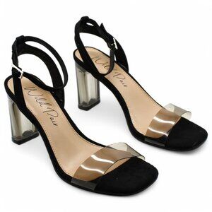 Wild Pair Womens Black Translucent Ankle Strap Slip Resistant Zainey Round Toe B
